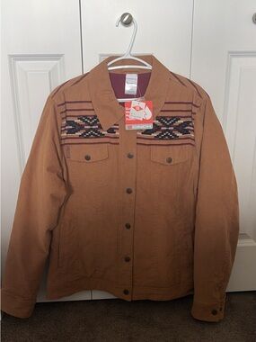 Cinch Women’s Tan Western-Style Shirt Jacket with Patterned Yoke